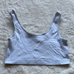 Divided Light Gray Ribbed Crop Tank – Size M | Slinky Basics | Casual Cute |